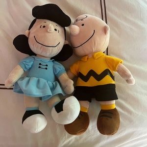 Lucy and Charlie Brown plushies 13” long pristine